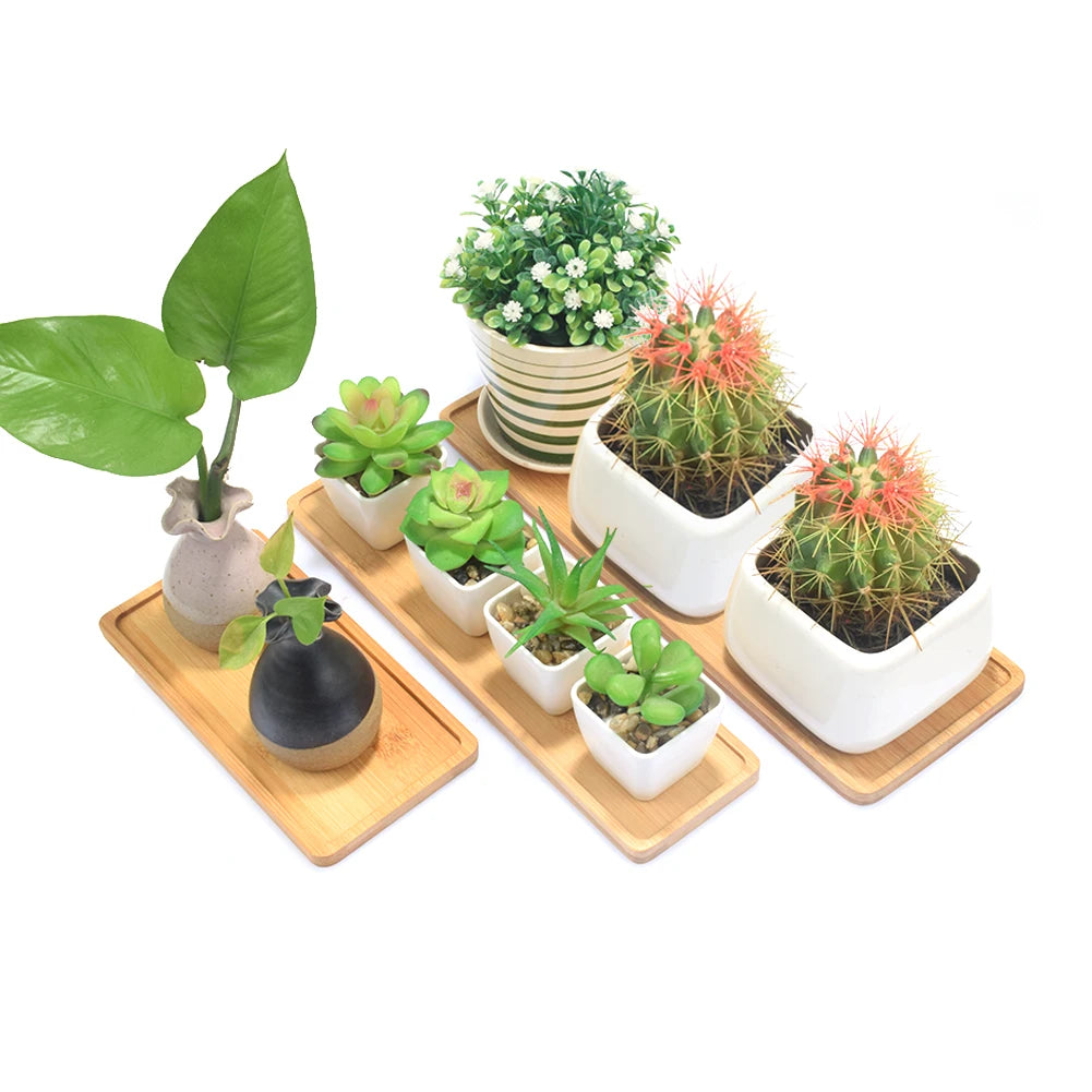 2pc Wooden Bamboo Tray