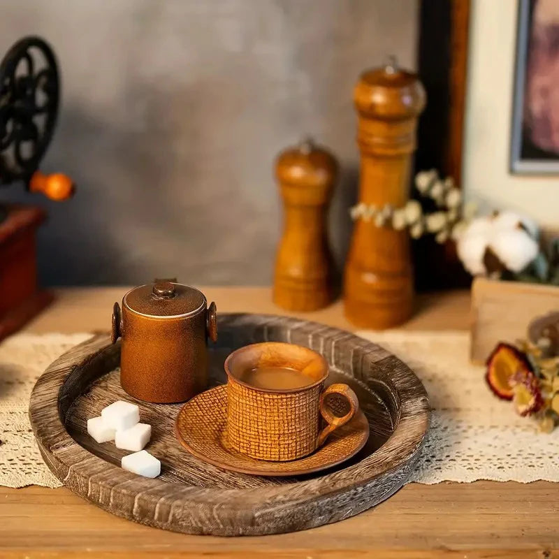 Rustic Wood Trays Round